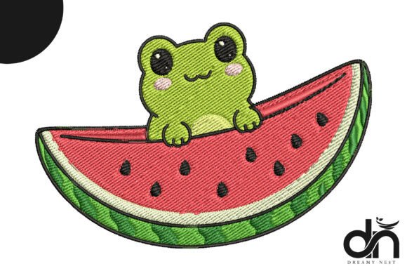 Kawaii Frog in Watermelon Embroidery Review