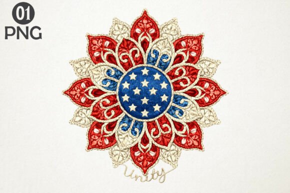 Unity USA Flag Mandala Embroidery PNG Review